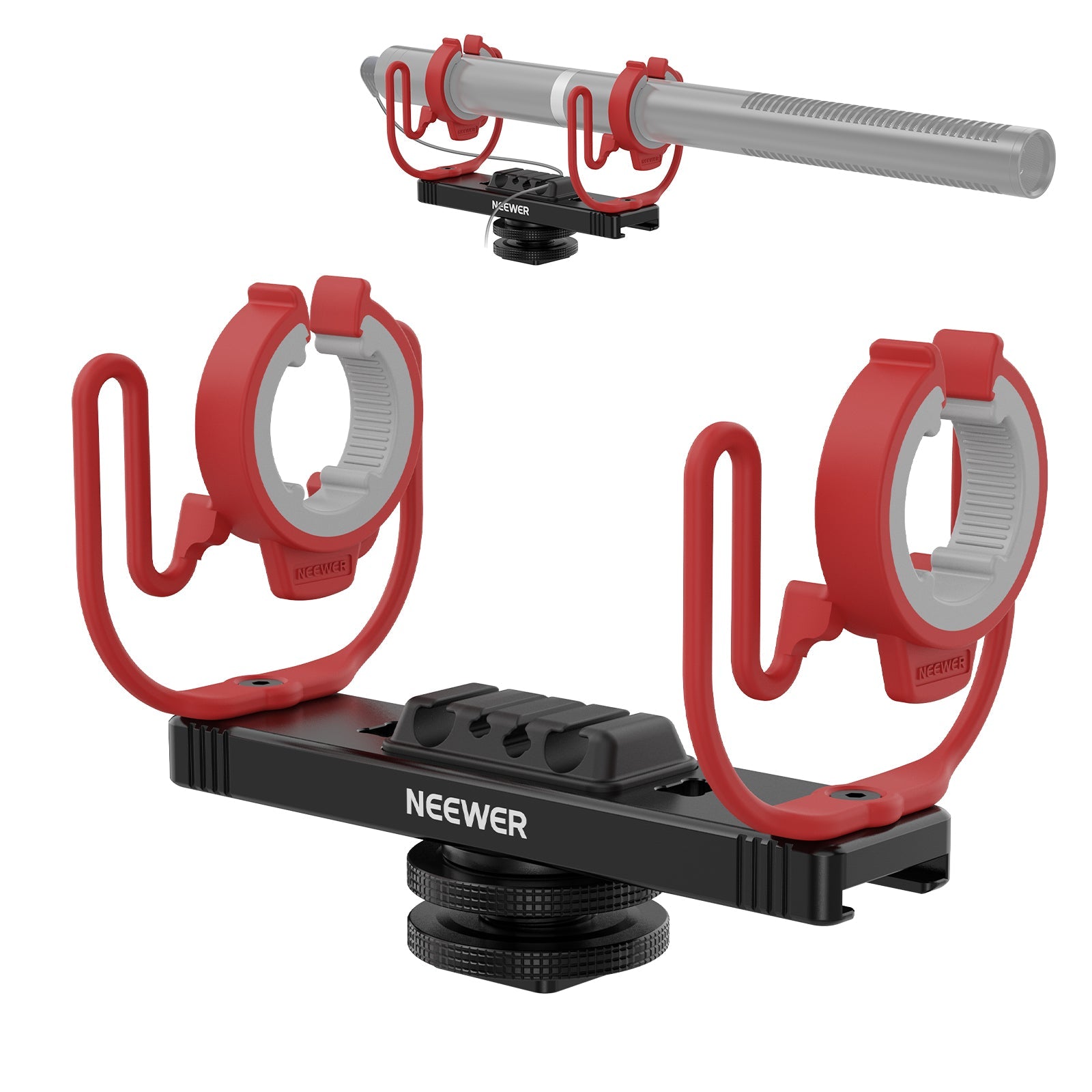 NEEWER MH2 Mic Shock Mount with Cold Shoe & 1/4" Thread