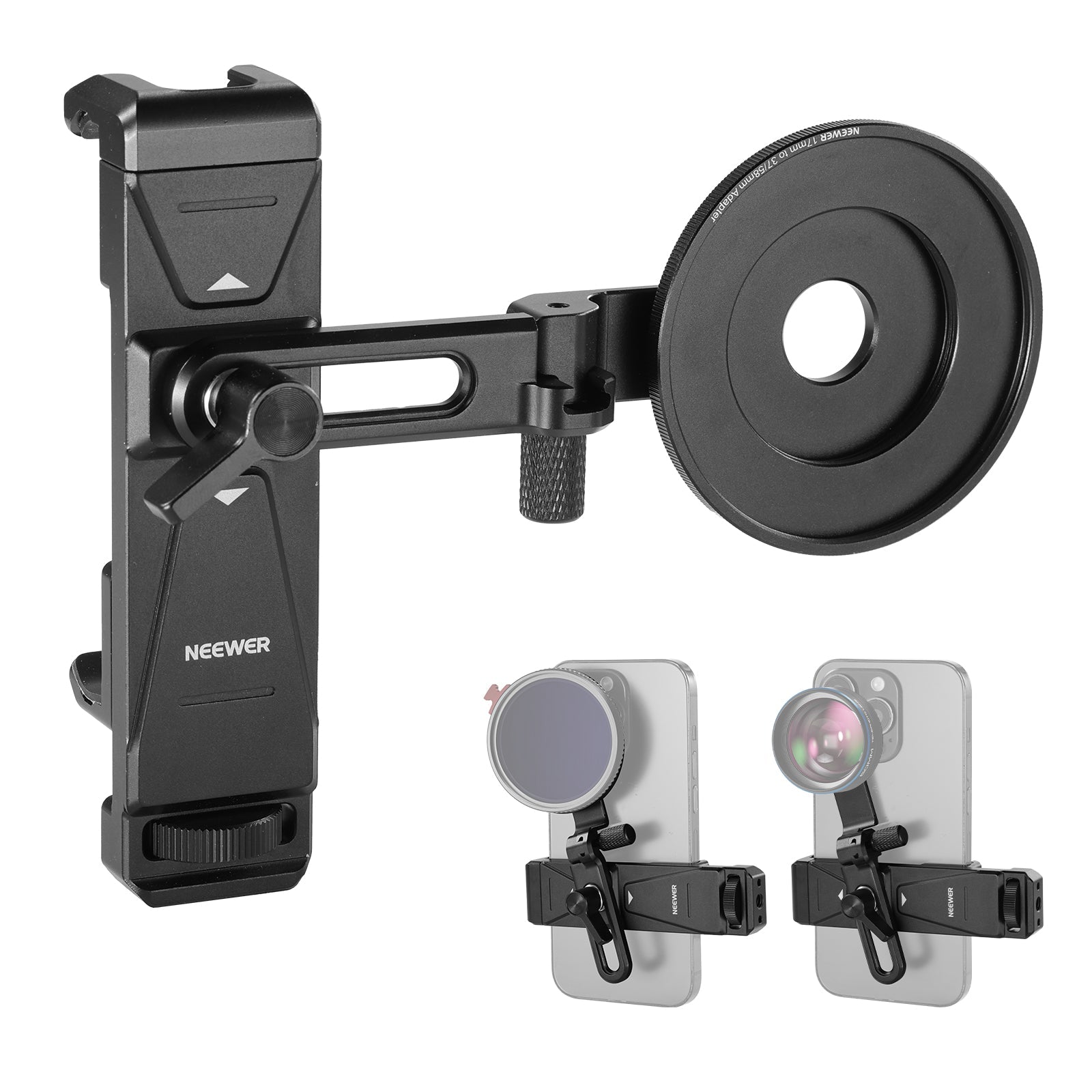 NEEWER PA047 Phone Holder with Lens Mount & Filter Adapter