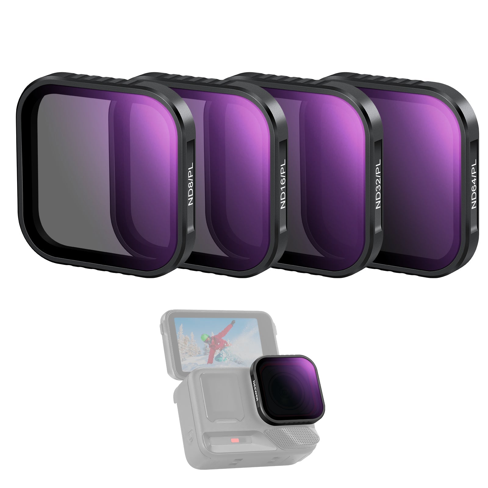 NEEWER 4 Pack Filter Set For Insta360 Ace Pro/Ace Pro 2(ND8/PL+ND16/PL+ND32/PL+ND64/PL)