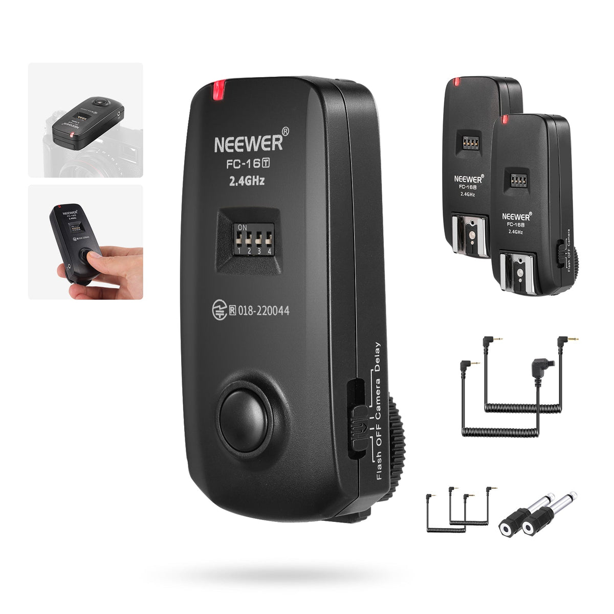 Neewer FC-16 Récepteur Flash Sans Fil 2.4G 16 Canaux - Compatible Canon Nikon Sony A7 A6600, Déclencheur Studio Photo