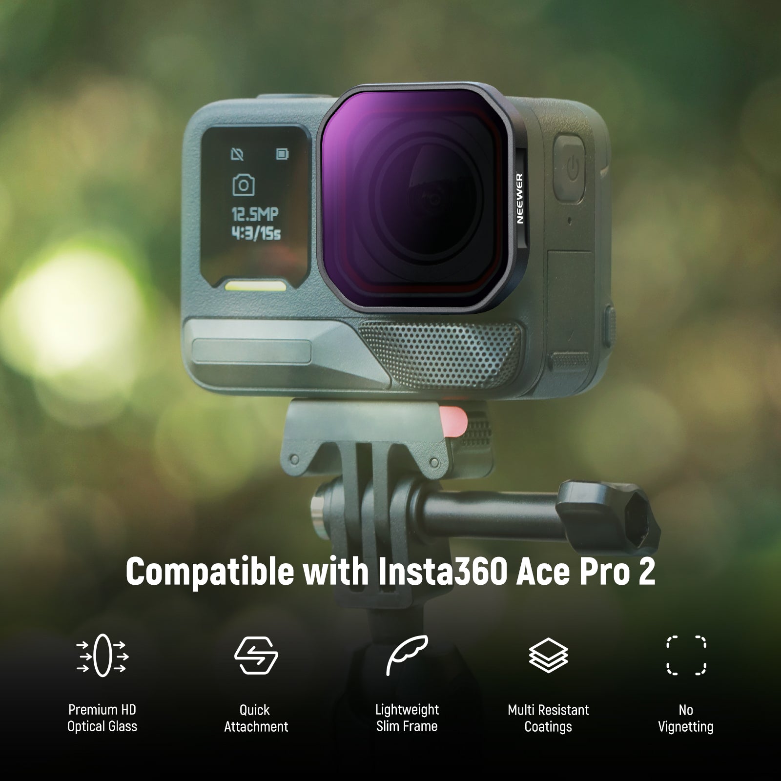 These lens filter accessories are seamlessly compatible with Insta360 Ace Pro 2