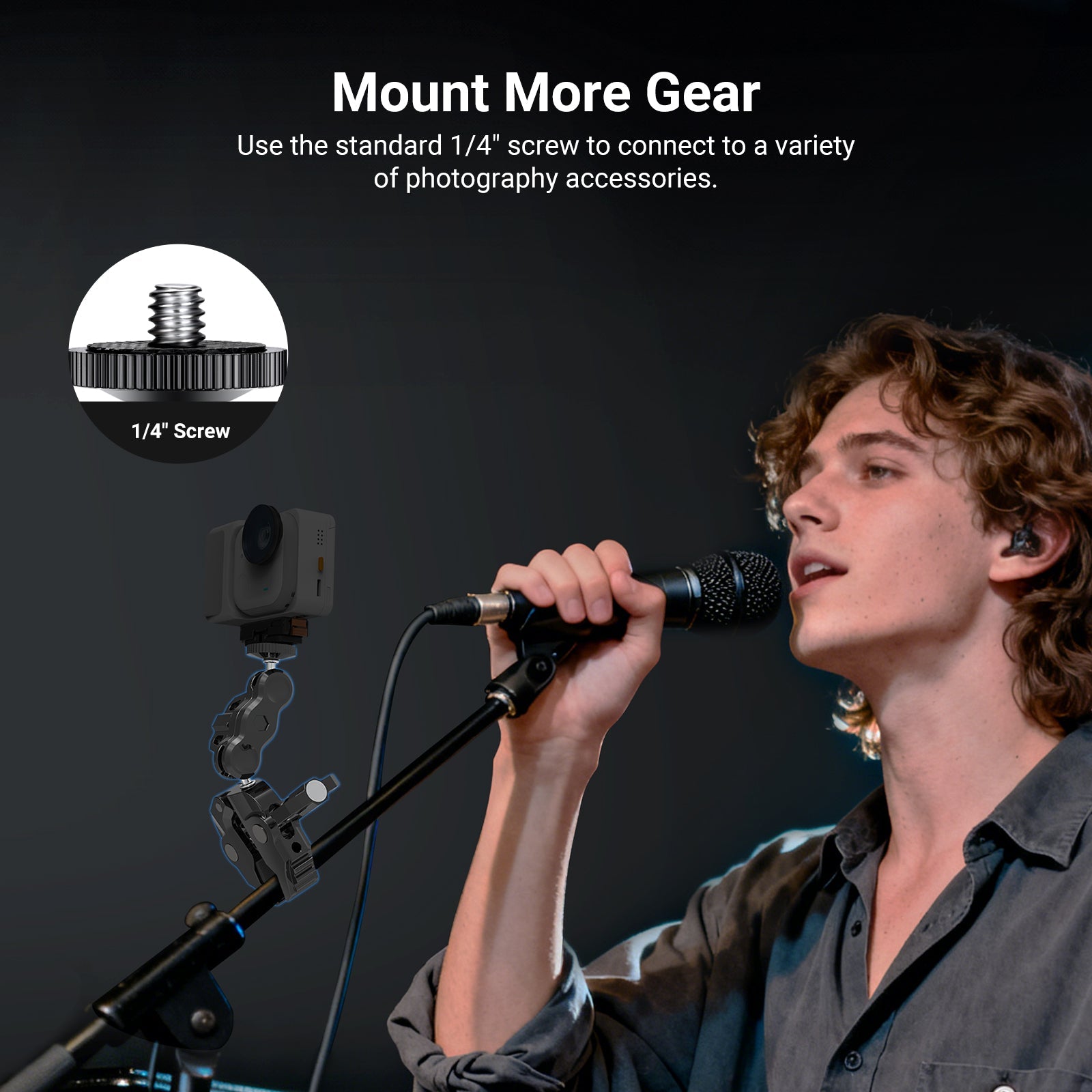 A guy used the NEEWER PA150 Magnetic Phone Mount while filming a singing video.