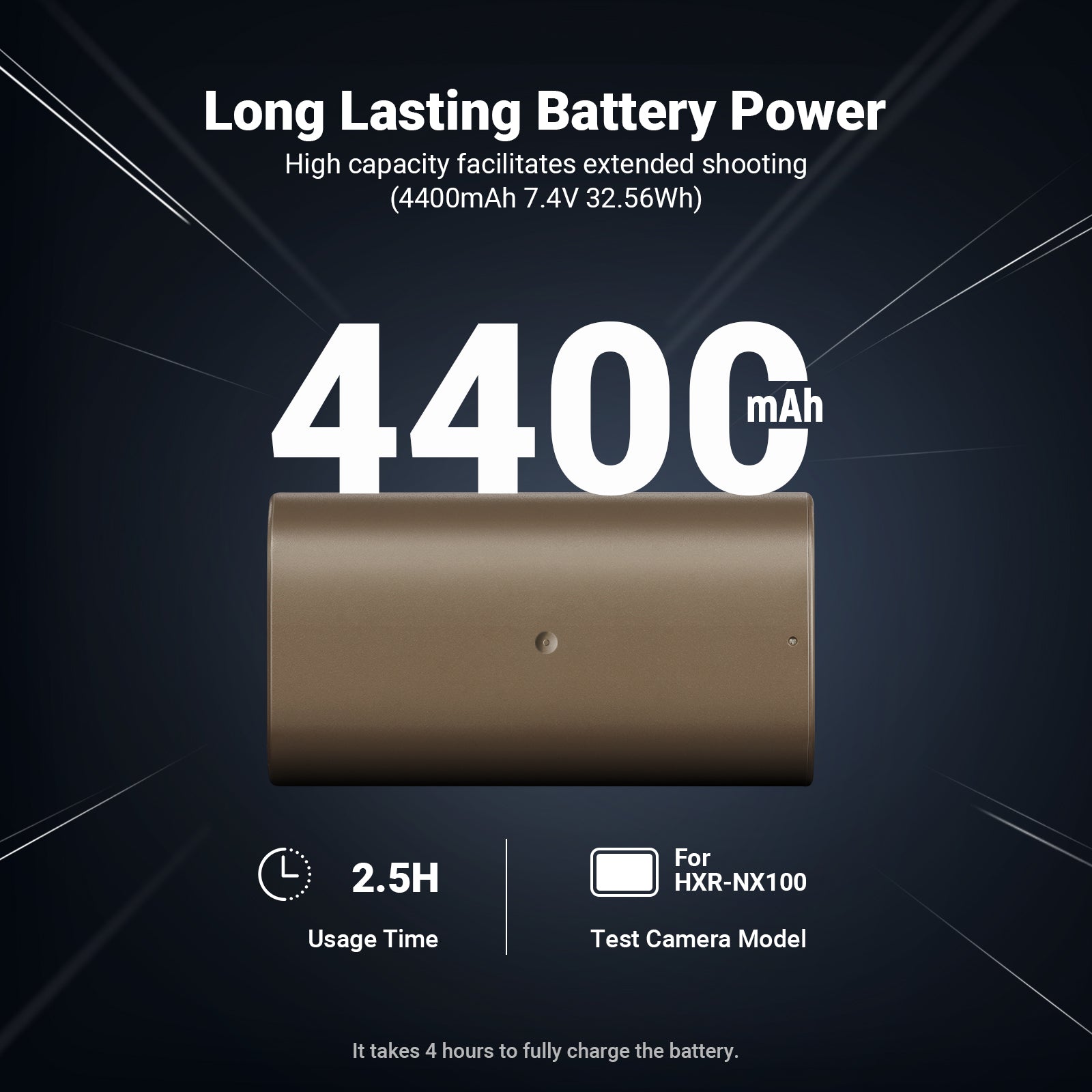 NEEWER rechargeable 4400mAh battery for np-f750