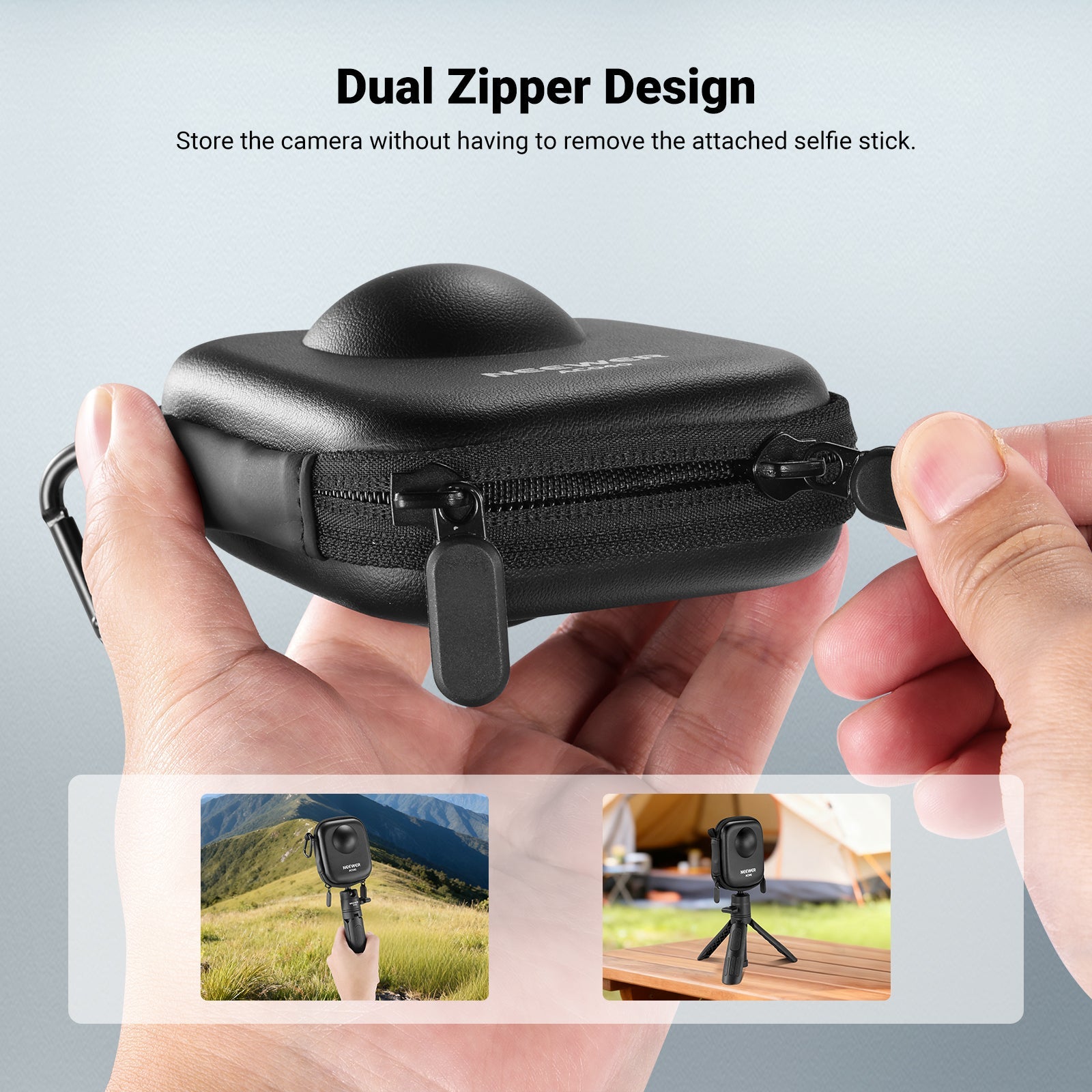 NEEWER AC04 Carrying Case features a dual zipper design.