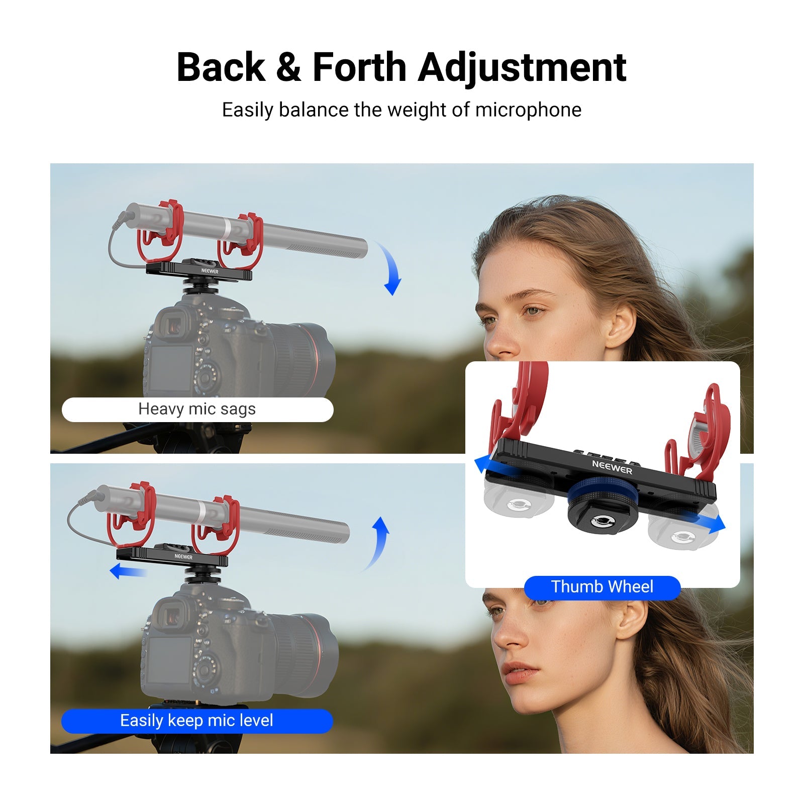 NEEWER MH2 Mic Shock Mount easily balance the weight of microphone.