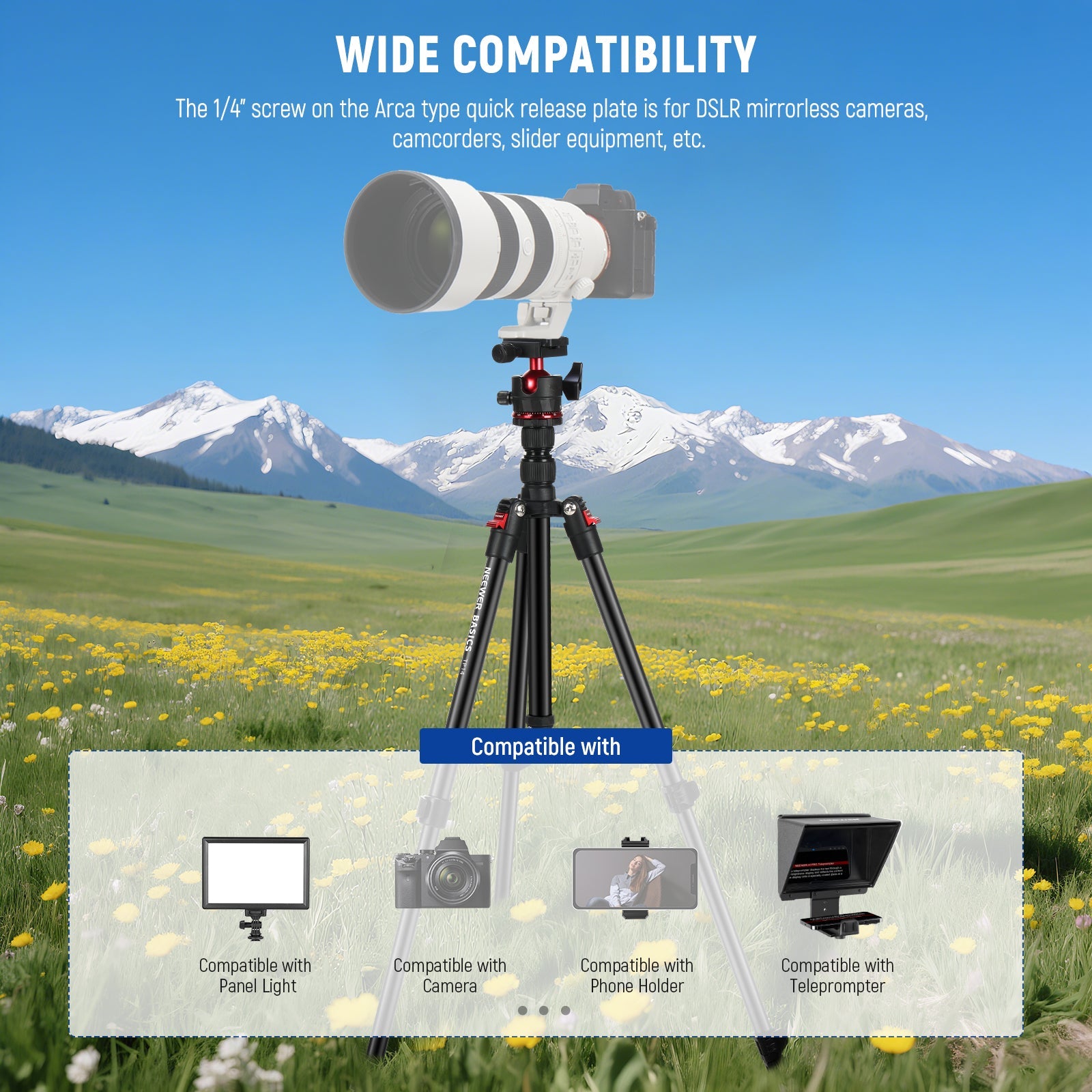 Wide Compatibility of the NEEWER TP14 Travel Tripod