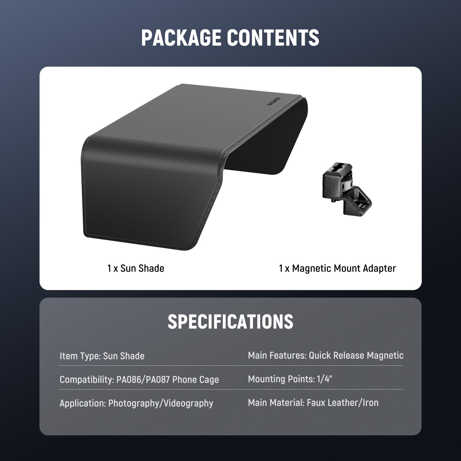 Package Contents of the NEEWER PA097 Sun Shade Kit