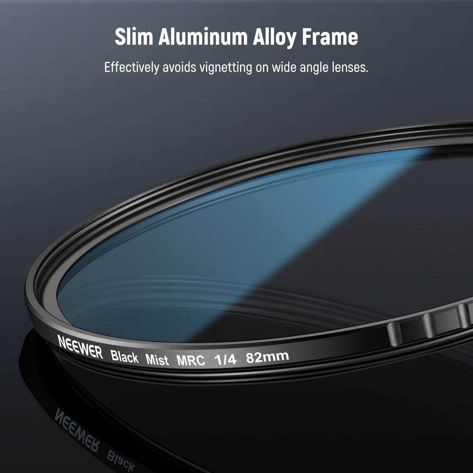 The filter features a slim aluminum alloy frame.