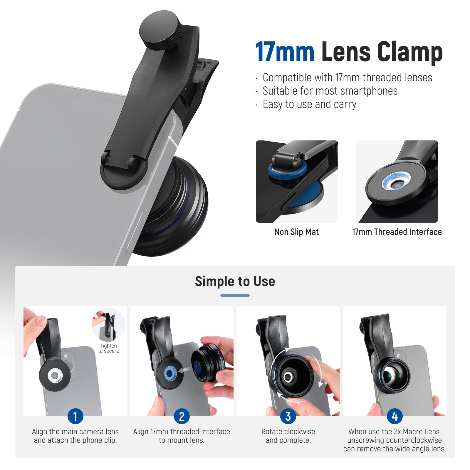 NEEWER LS-60 2-in-1 Smartphone Lens Kit is simple to use.