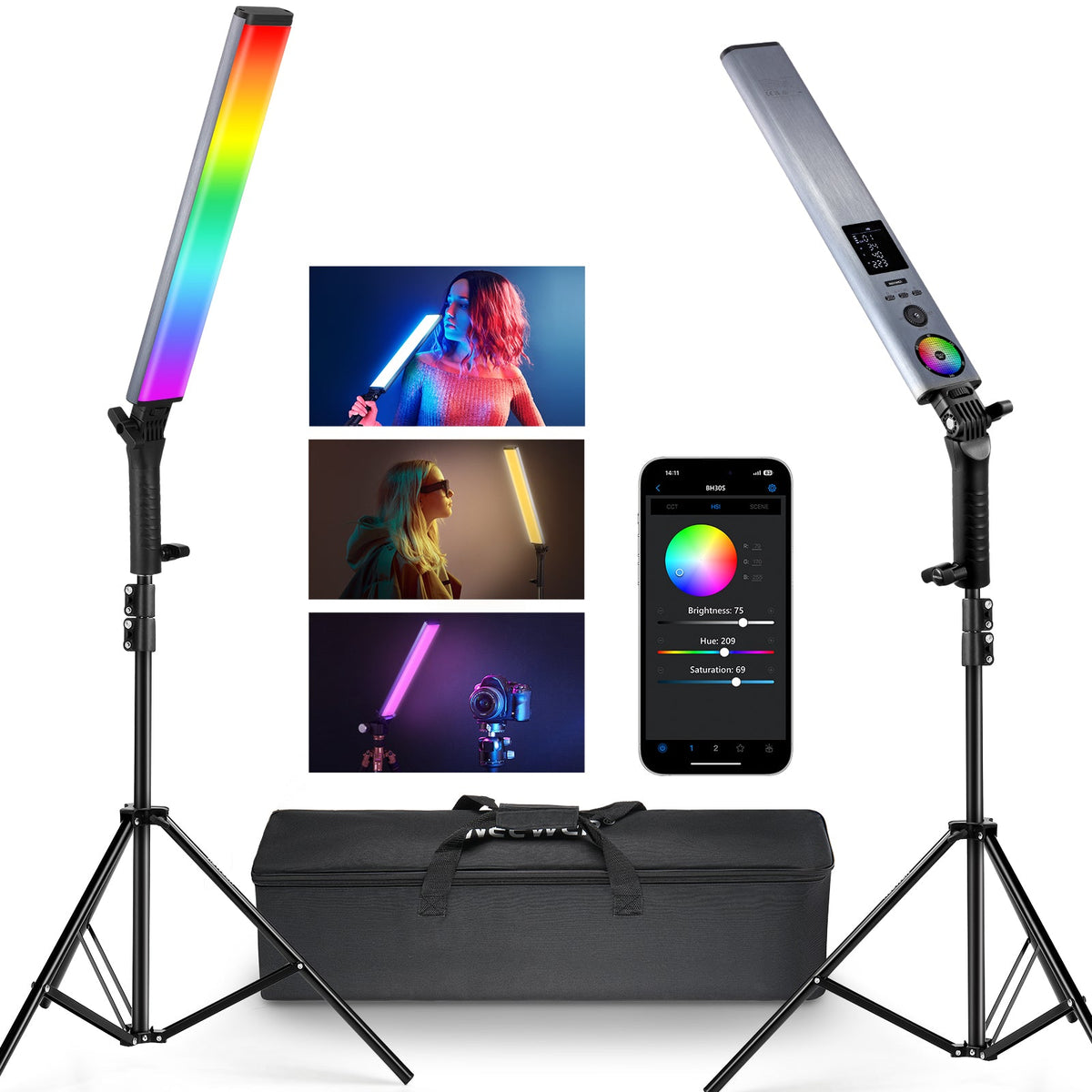 NEEWER Upgraded Interactive RGB LED Video Light Stick Kit NEEWER