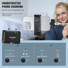 NEEWER CM29 Wireless Lapel Lavalier Microphone System allows for phone charging while in use.