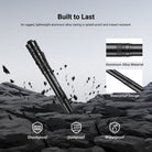 The sturdy yet lightweight aluminum alloy casing of NEEWER L28 Portable EDC Flashlight is splash proof and impact resistant.