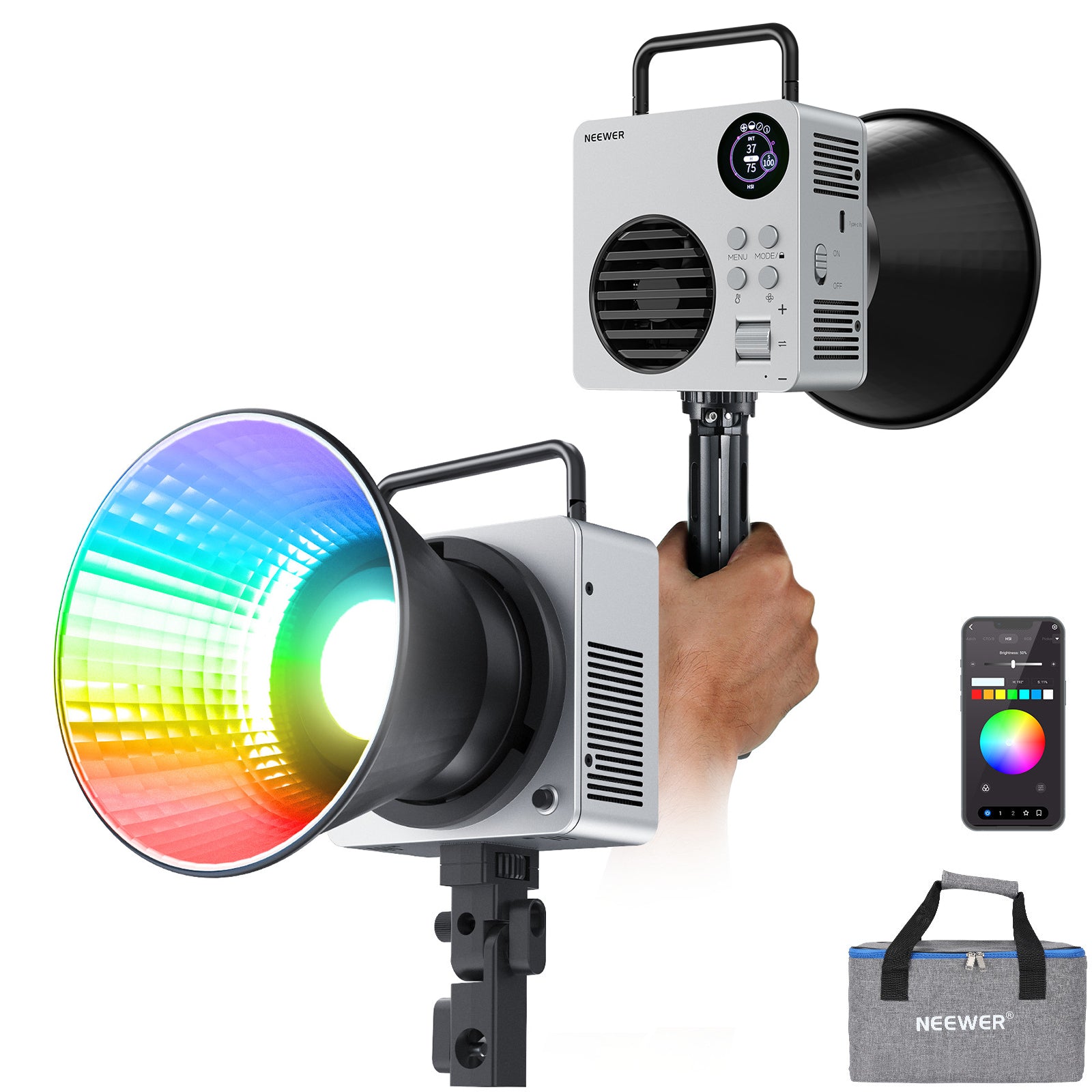 NEEWER HB80C 80W 高輝度定常光 RGBLEDライト NEEWER HB80C 80W RGBWW Mini COB LED Video Light - NEEWER