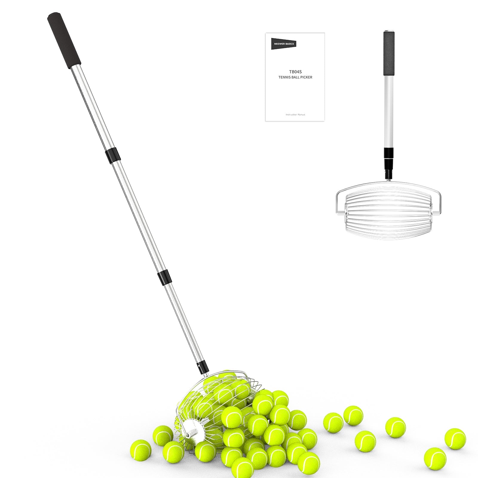 NEEWER TB04S Tennis Ball Pickleball Collector Roller