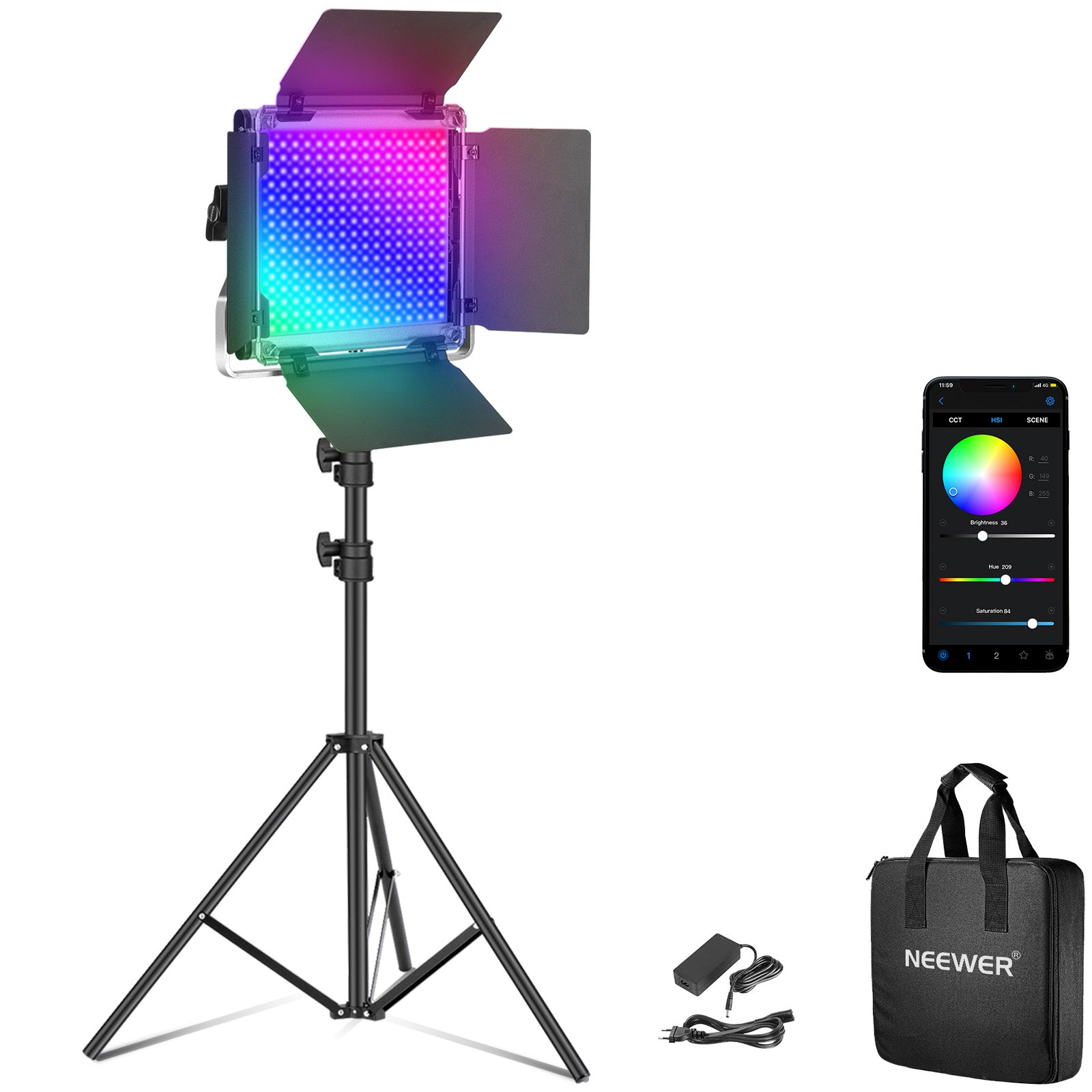 n*v様 送料込みNEEWER LEDライトセット 本体・ケース・付属品 TL6 NEEWER RGB660 Pro CRI 97 RGB Led Light - NEEWER