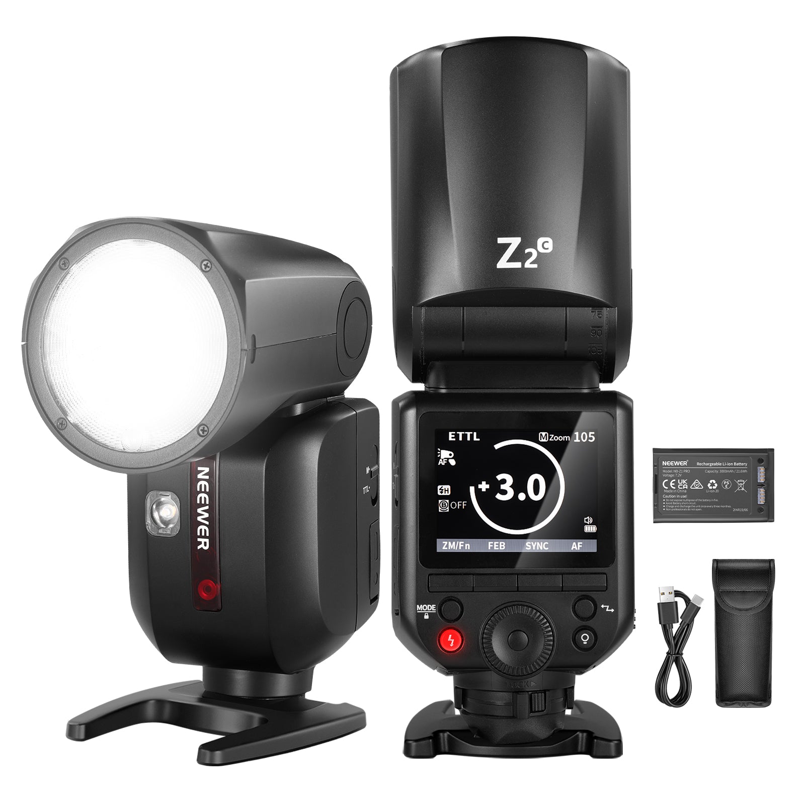 NEEWER Z2 2.4G 3000mAh Battery TTL Round Head Flash Speedlite - NEEWER