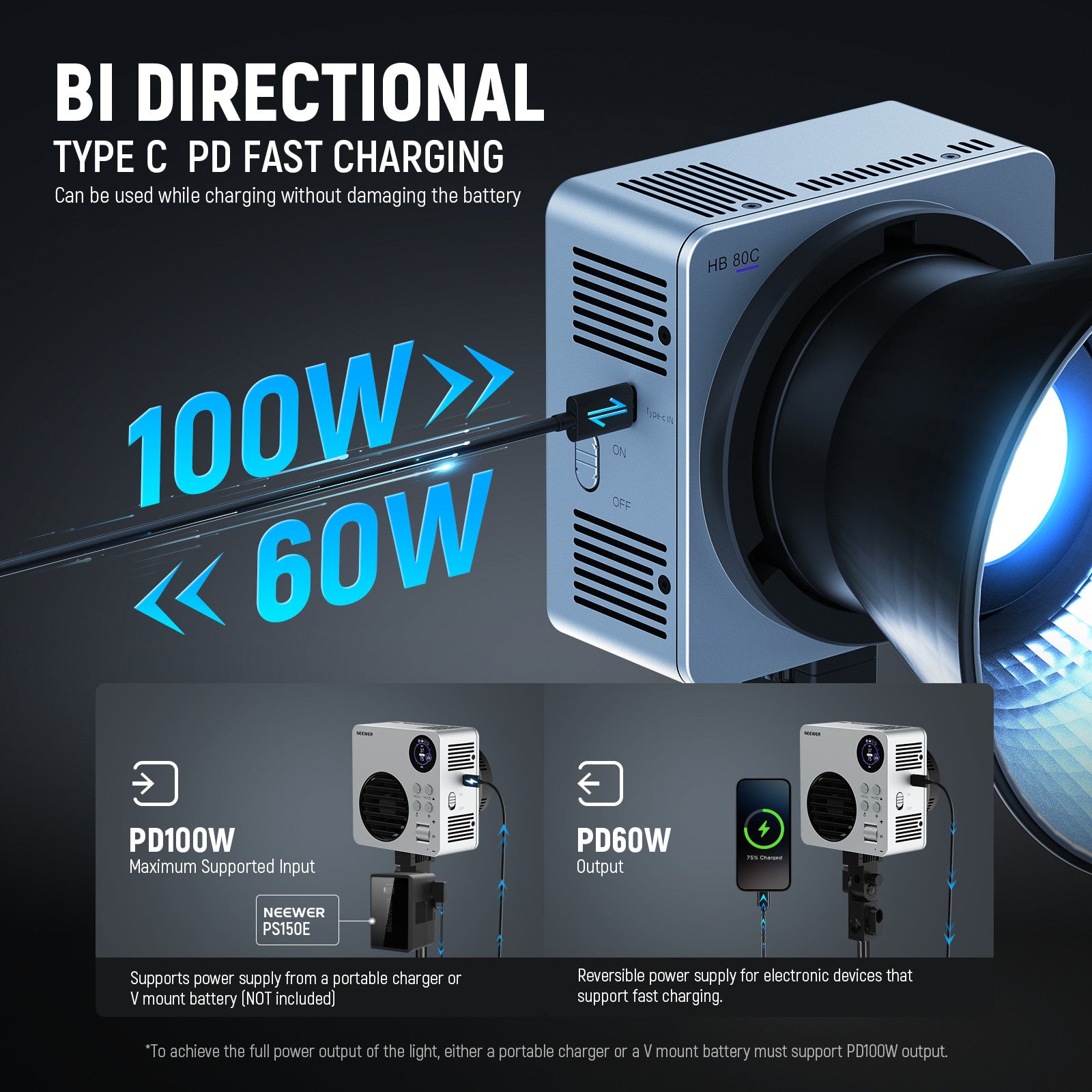 NEEWER HB80C 80W RGBWW Mini COB LED Video Light - NEEWER