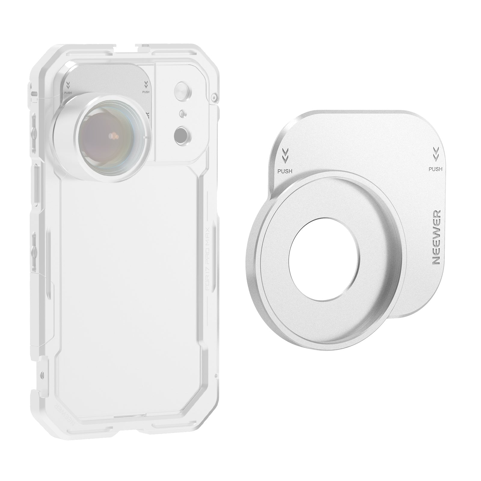 NEEWER PA152 37mm Filter Lens Backplate for iPhone 17 Pro/Pro Max Phone Cage - Silver