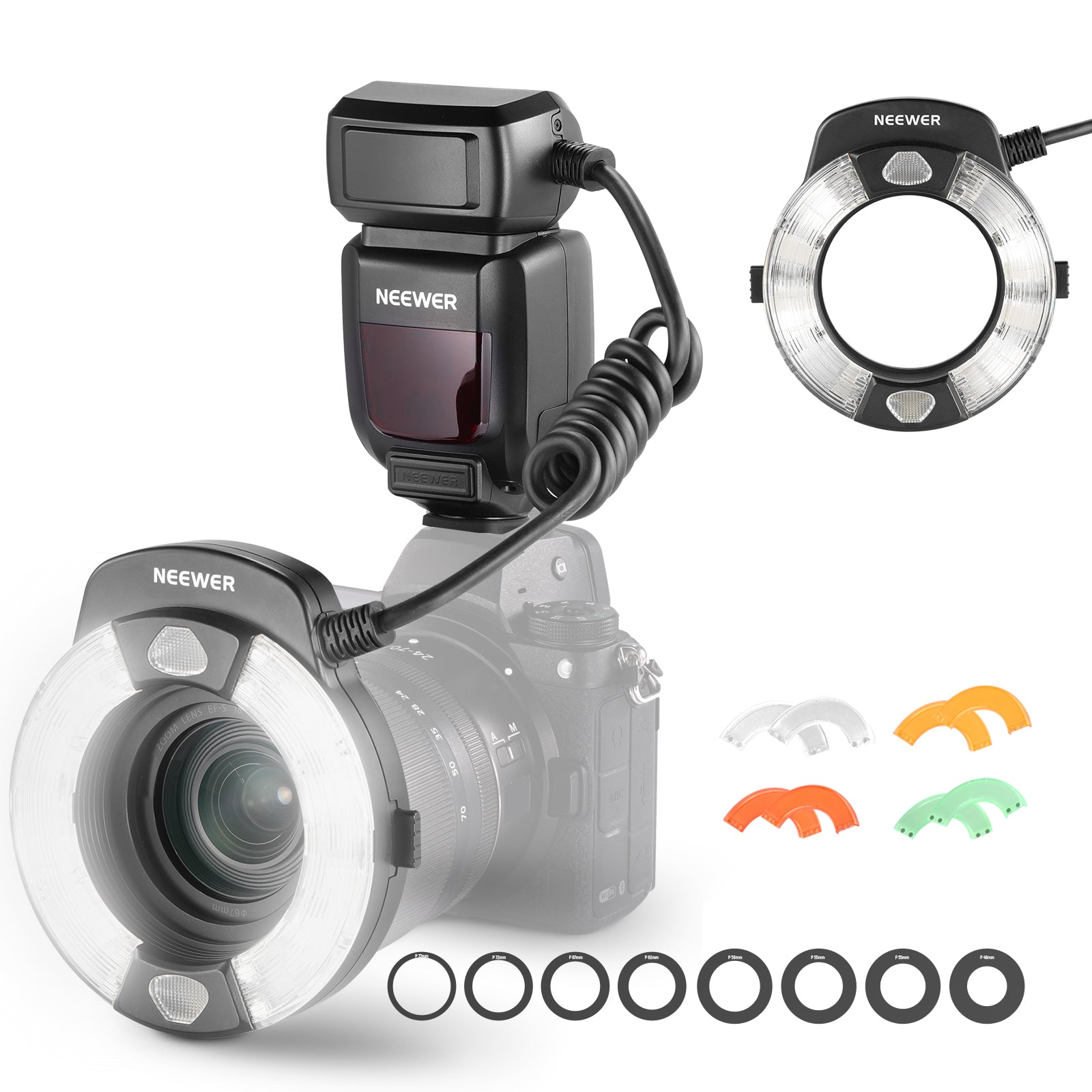 NEEWER カメラ　フラッシュ NEEWER RF1-C/N/S 76Ws 5600K GN15 TTL Macro Ring Flash