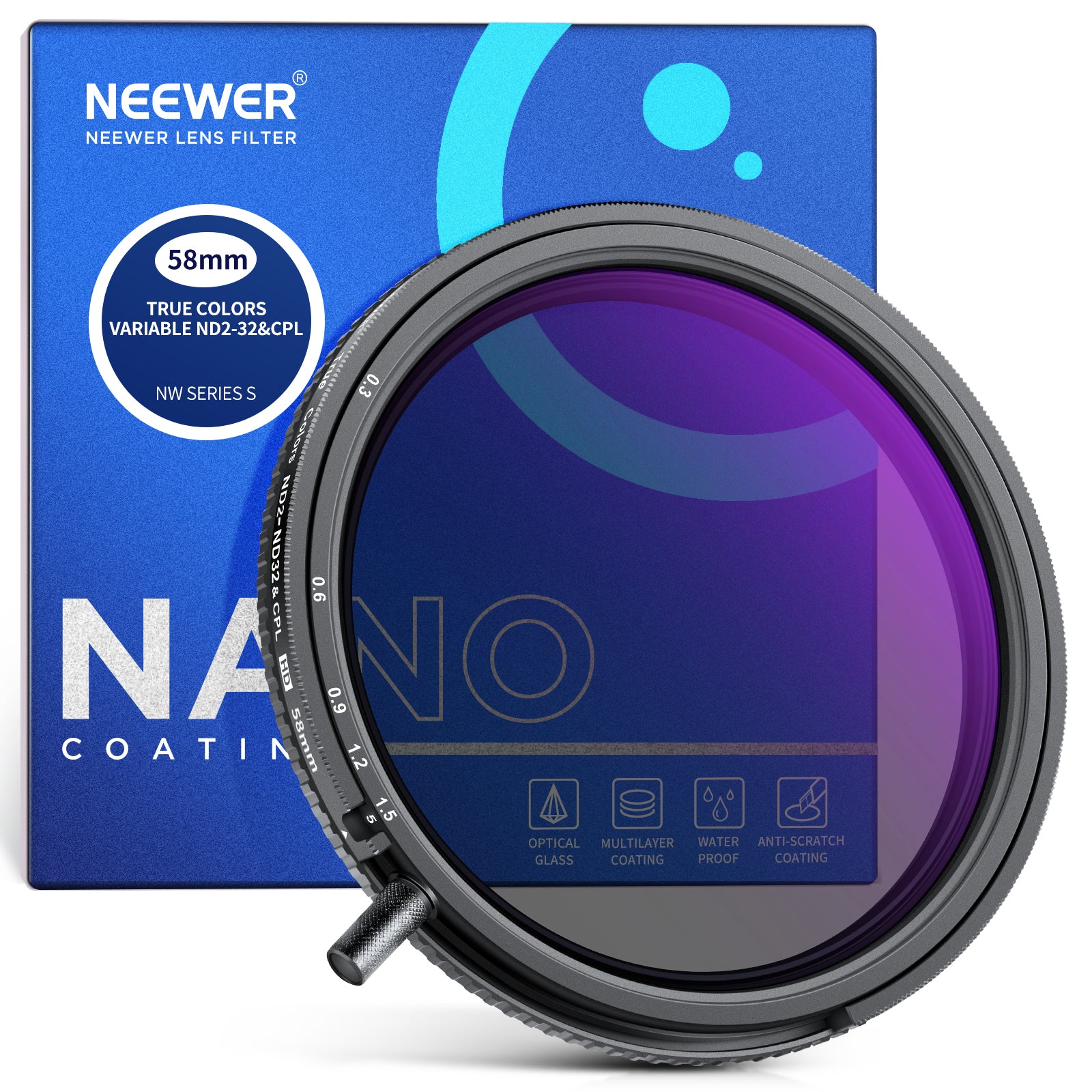 NEEWER 2 in 1 True Colors Variable ND2-ND32 & CPL Filter - NEEWER