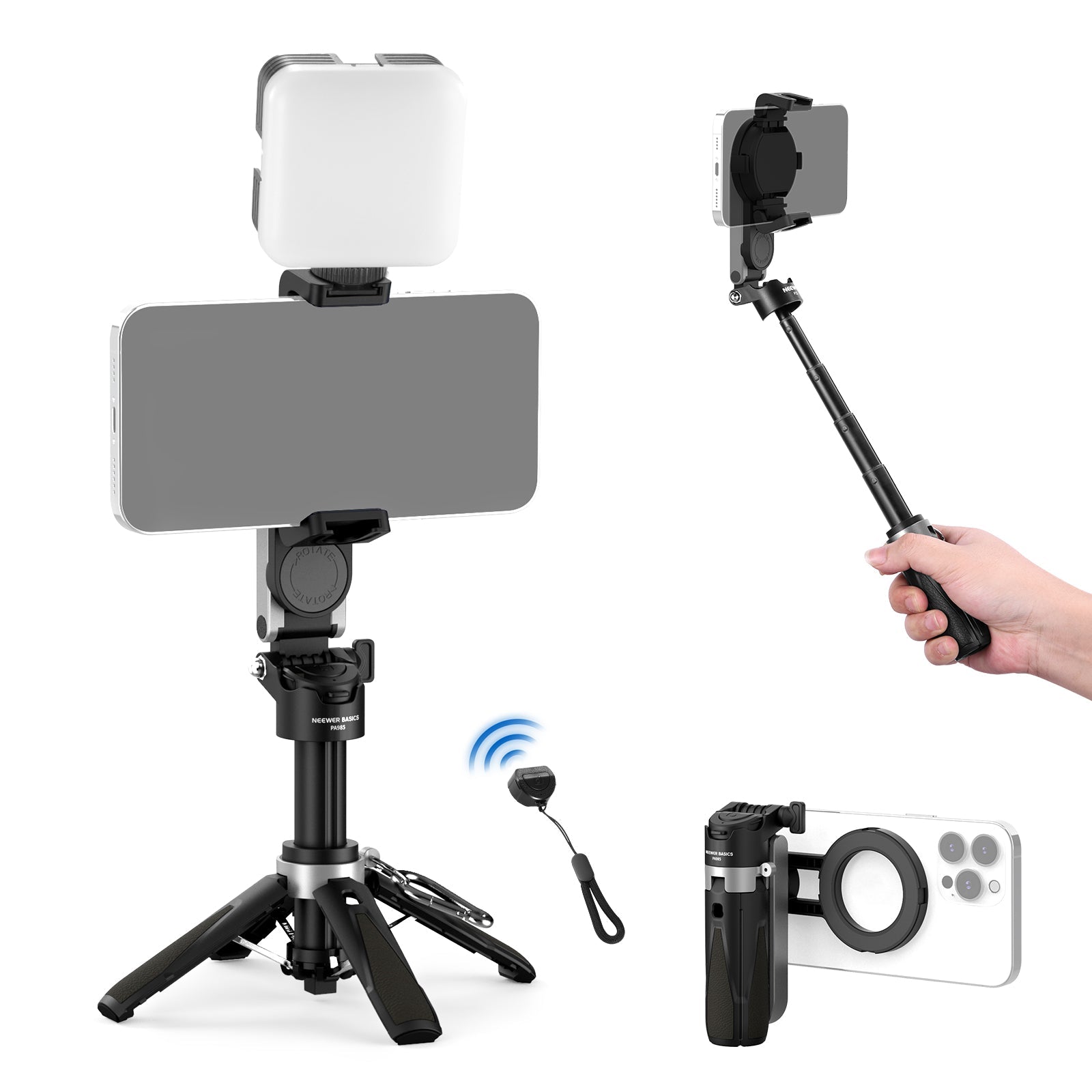 NEEWER PA985 3 in 1 Magnetic Selfie Stick Tripod
