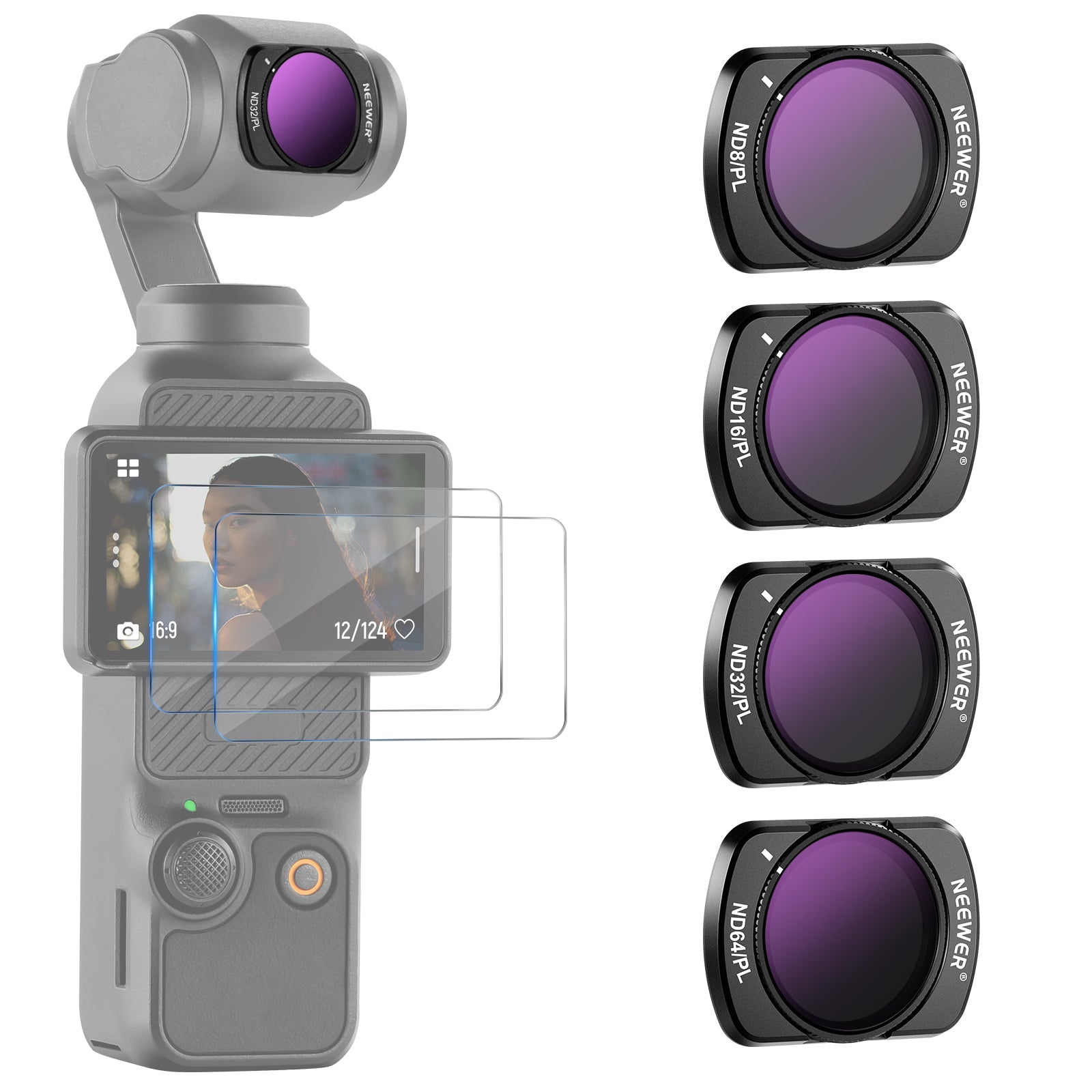 NEEWER 4 Pack Magnetic ND/CPL Filter Set for DJI OSMO Pocket 3