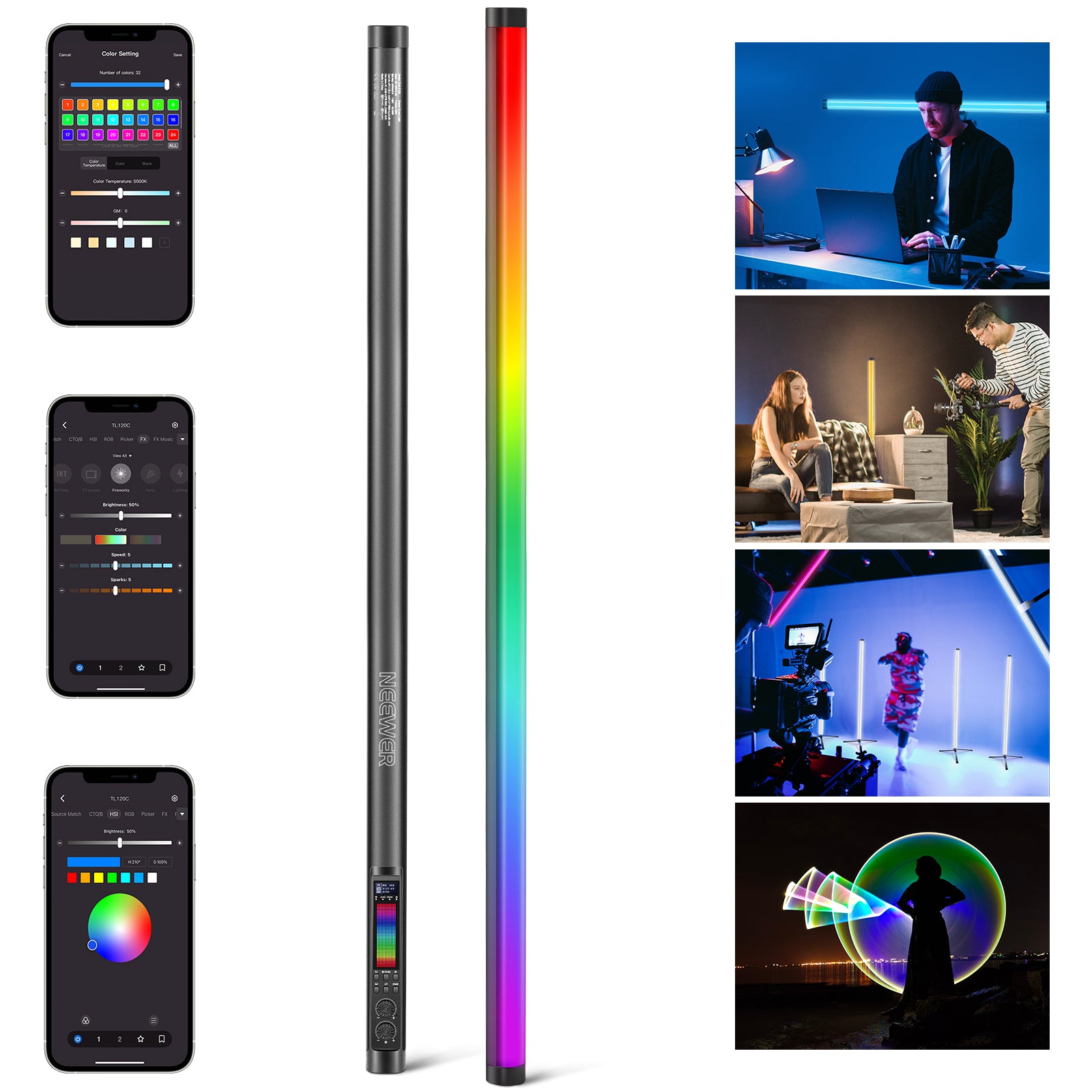 NEEWER TL120C RGB Tube Light with APP/2.4G/DMX Control - NEEWER