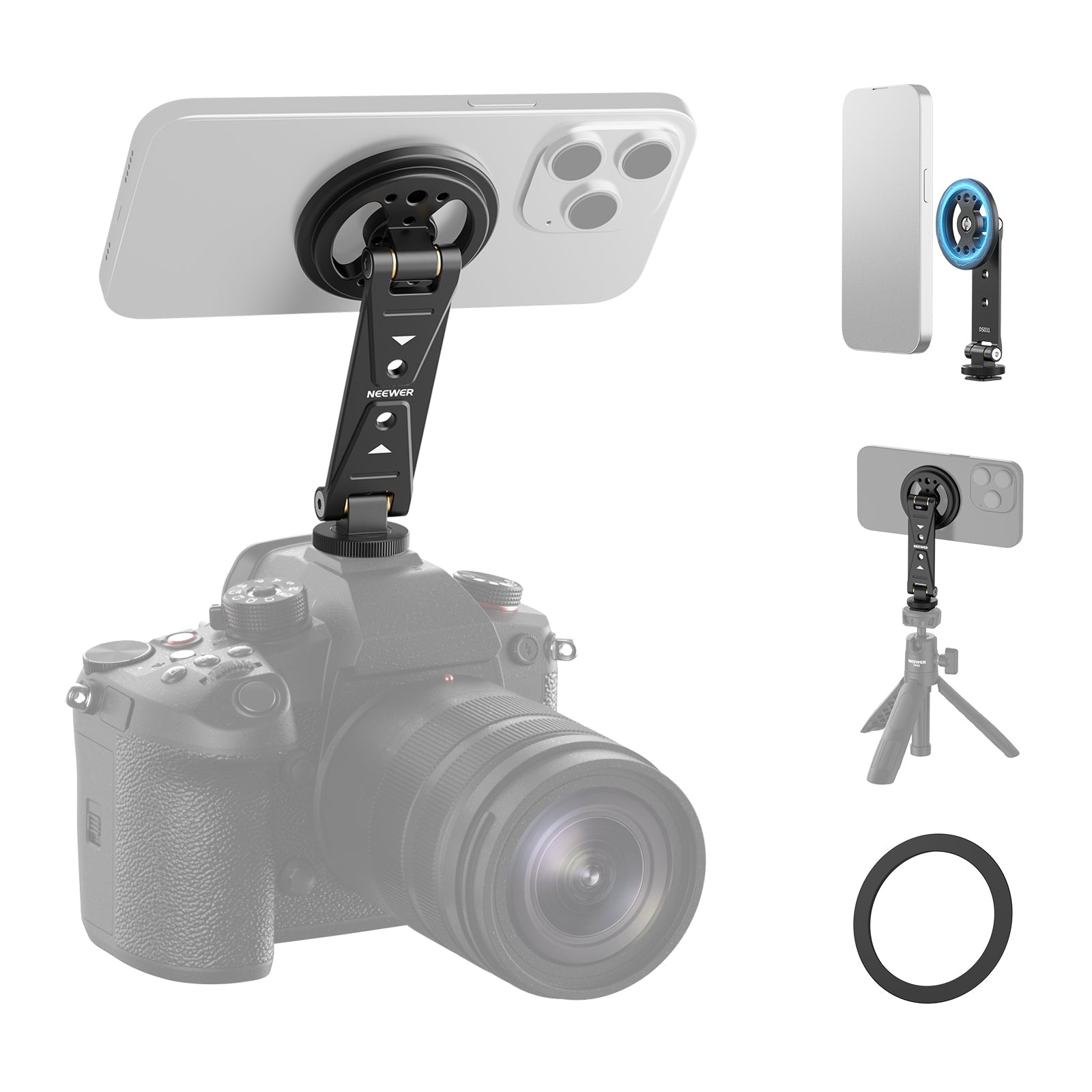 NEEWER DS031 Magnetic Phone Tripod Mount with Cold Shoe