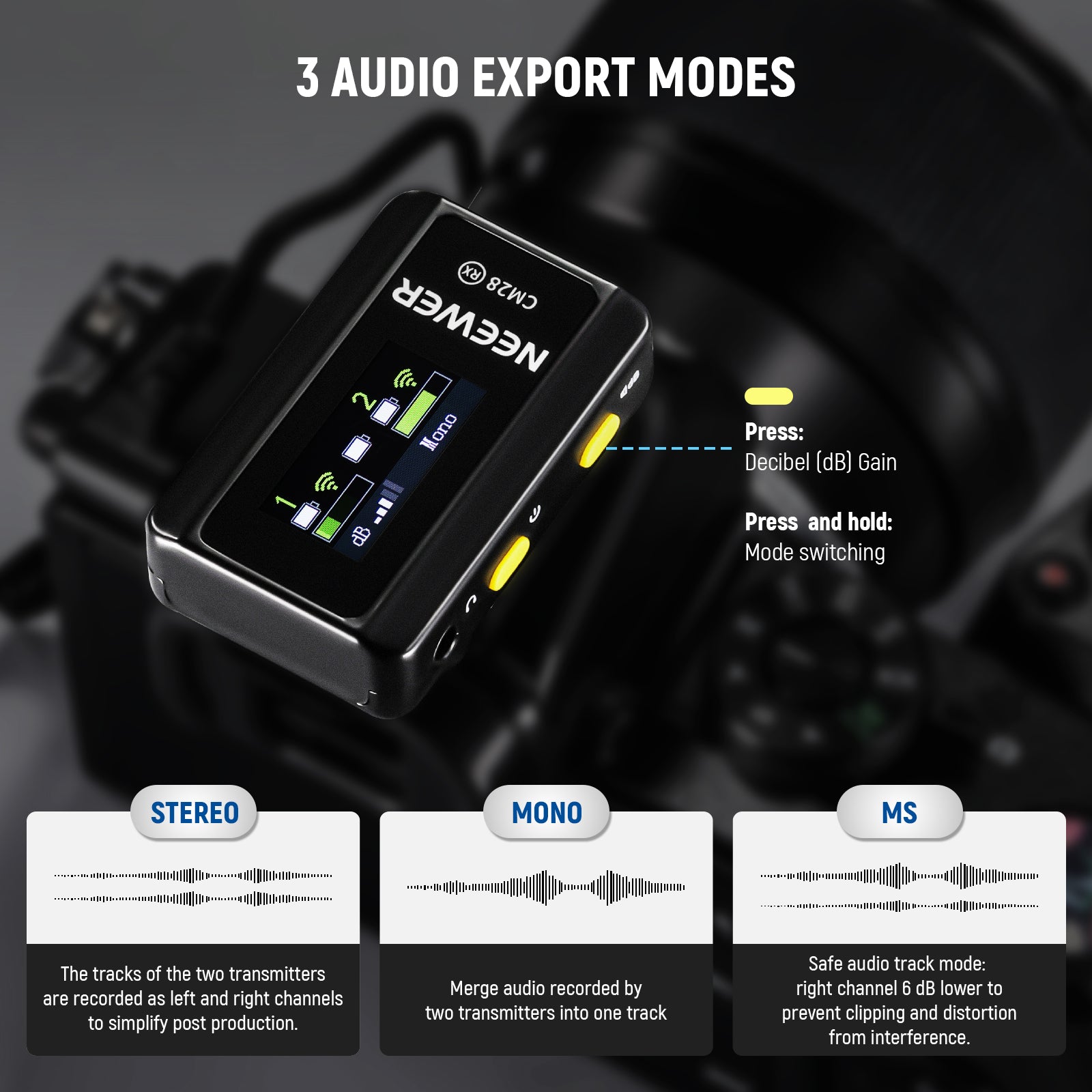 NEEWER CM28 Wireless Lavalier Lapel Microphone with Charging Case