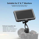 The field monitor mounted on DSLR camera with adjustable NEEWER MA023 camera monitor mount.