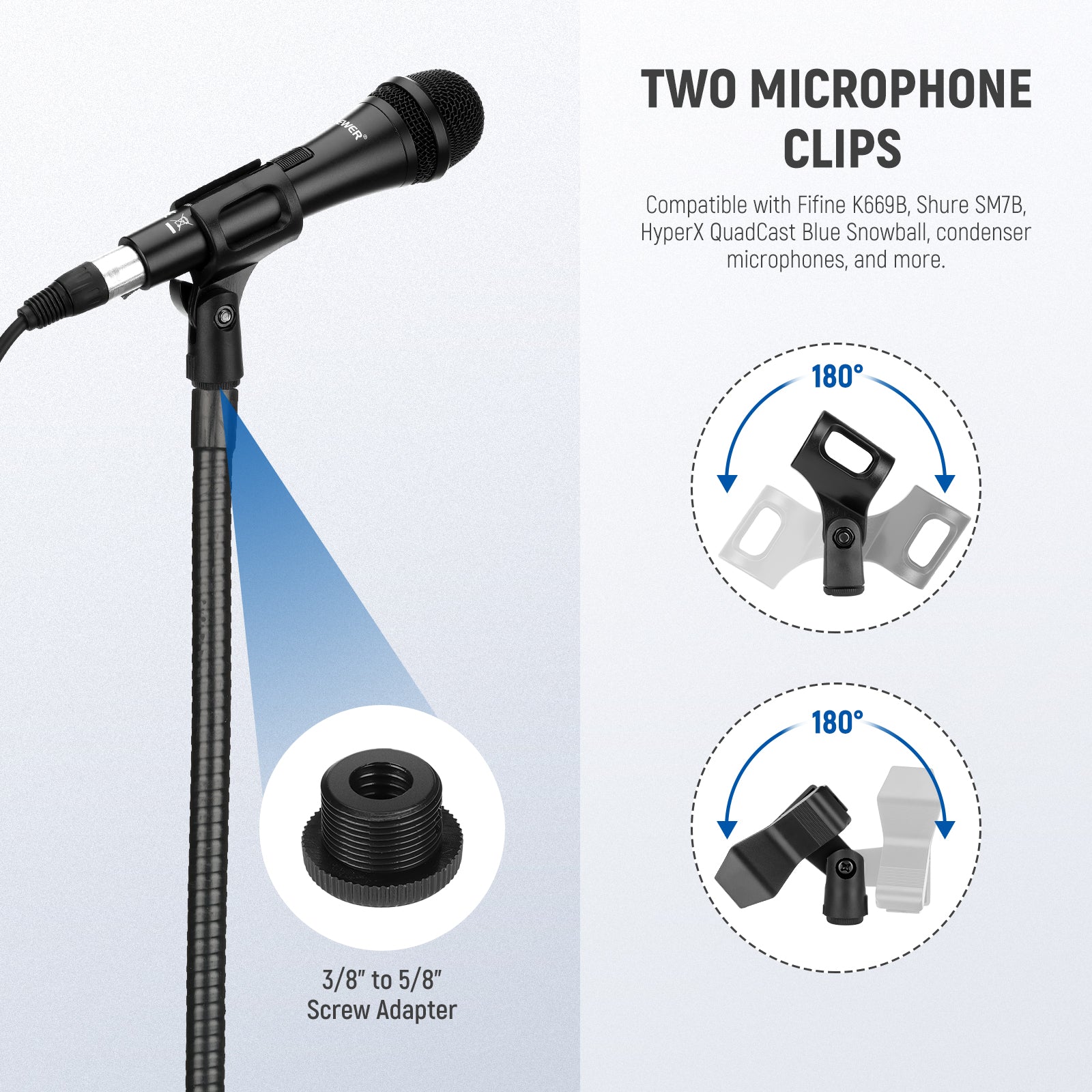 two different styles of microphone clips