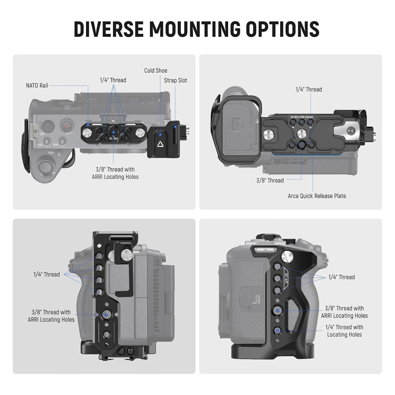 NEEWER Sony FX3/FX30 Camera Cage with HDMI Cable Clamp - NEEWER