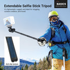 When hiking in the mountains, the NEEWER DT001 All-in-One Extendable Selfie Stick Tripod can help you capture the moment.