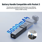 The battery grip, exclusively compatible with the DJI Osmo Pocket 3, features a built-in 5000mAh capacity