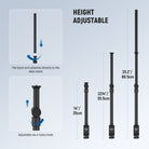 The main pole of this overhead desk camera mount extends from 14"-22"