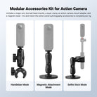 NEEWER CA175 Action Camera Mounting Accessories Kit supports handlebar, selfie stick, and magnetic mount modes.