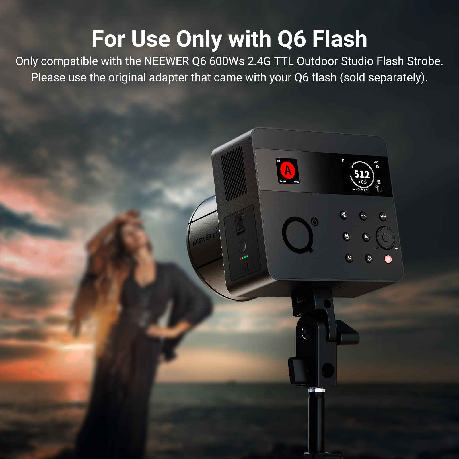 NEEWER NB-Q6 Lithium Battery is only compatible with the NEEWER Q6 600W Strobe Flash