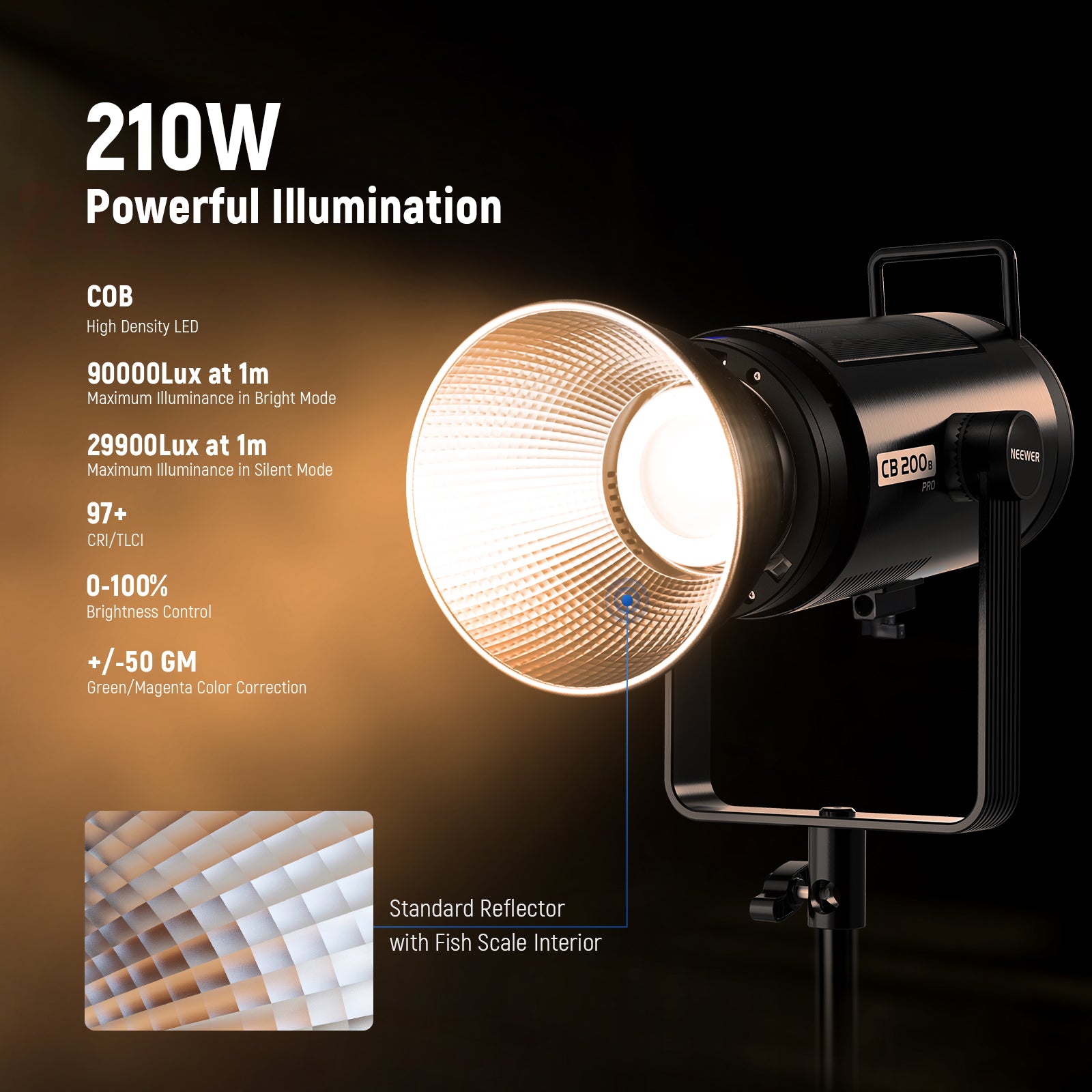 NEEWER CB200B PRO 210W Bi-Color LED Video Light - NEEWER