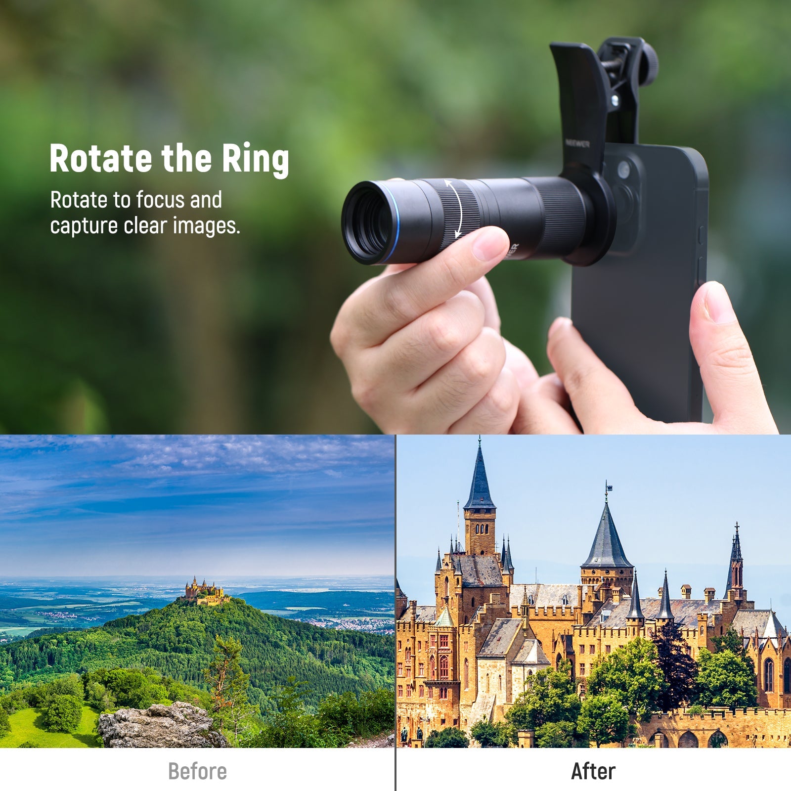 NEEWER LS-78 400mm Phone Telephoto Lens with 17mm Threaded Lens Clip
