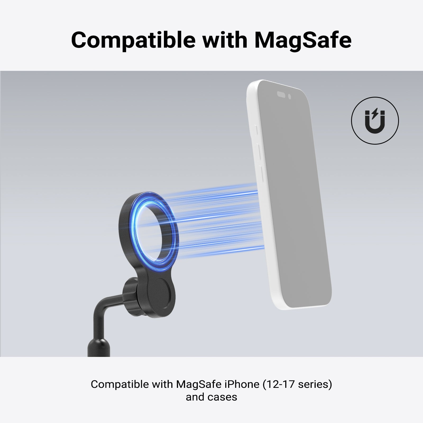 NEEWER PA149 Magnetic Phone Mount Tripod Adapter is compatible with MagSafe iPhone and cases.