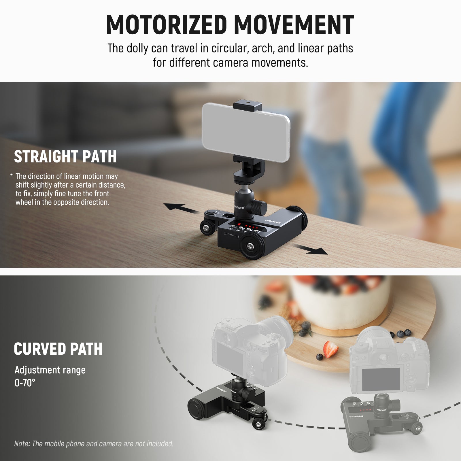 NEEWER Upgraded Motorized Camera Dolly with App Control - NEEWER