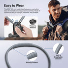 The man with the backpack is wearing the NEEWER GP48 Neck Mount for Action Camera around his neck.