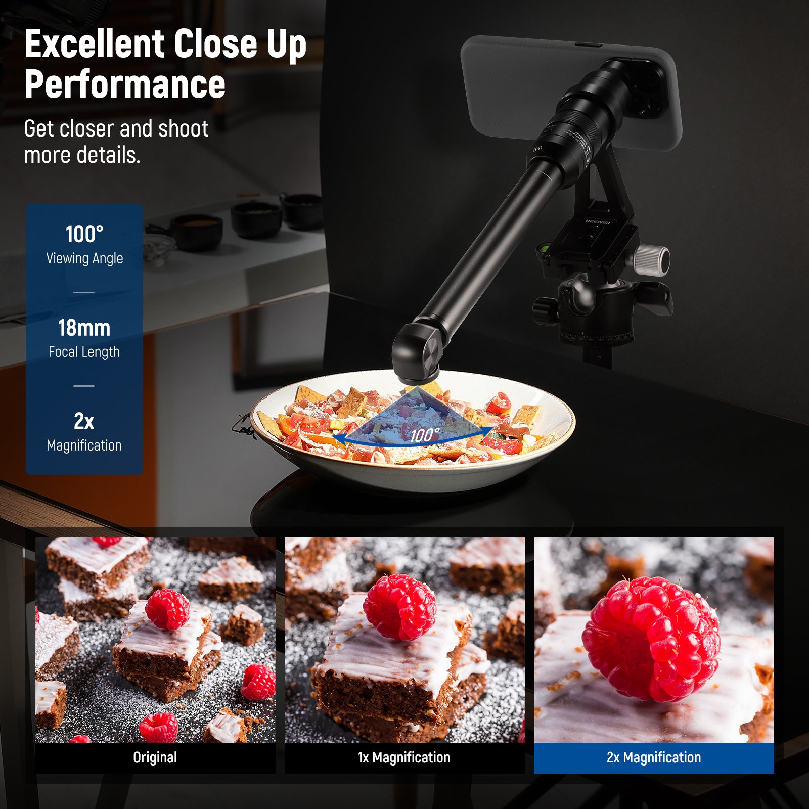 レンズ(単焦点) NEEWER 18MM 2X MACRO PROBE LENS Neewer has released an 18mm 2x probe macro lens for smartphones