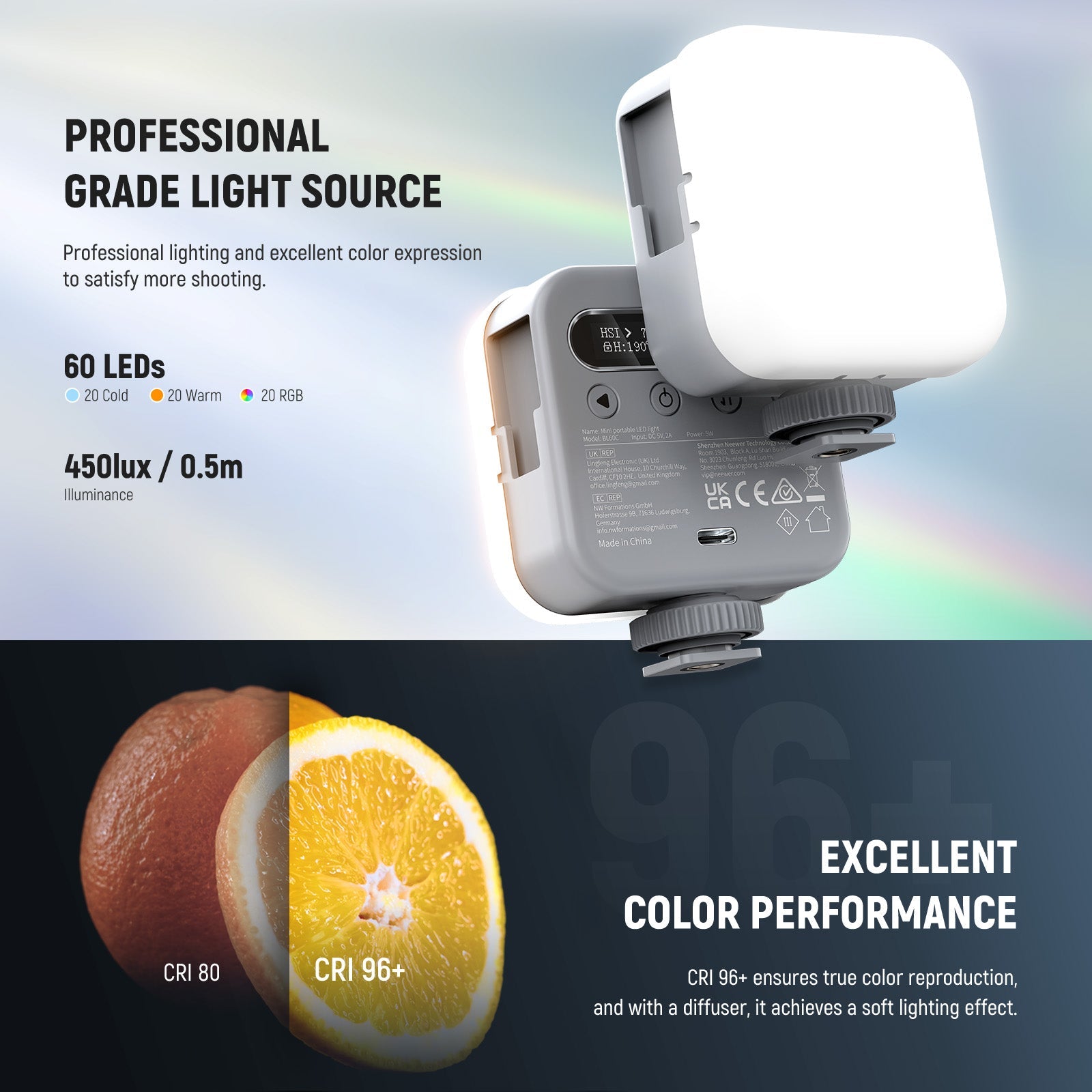 NEEWER BL60C 360° Full Color Magnetic RGB Video Light - NEEWER