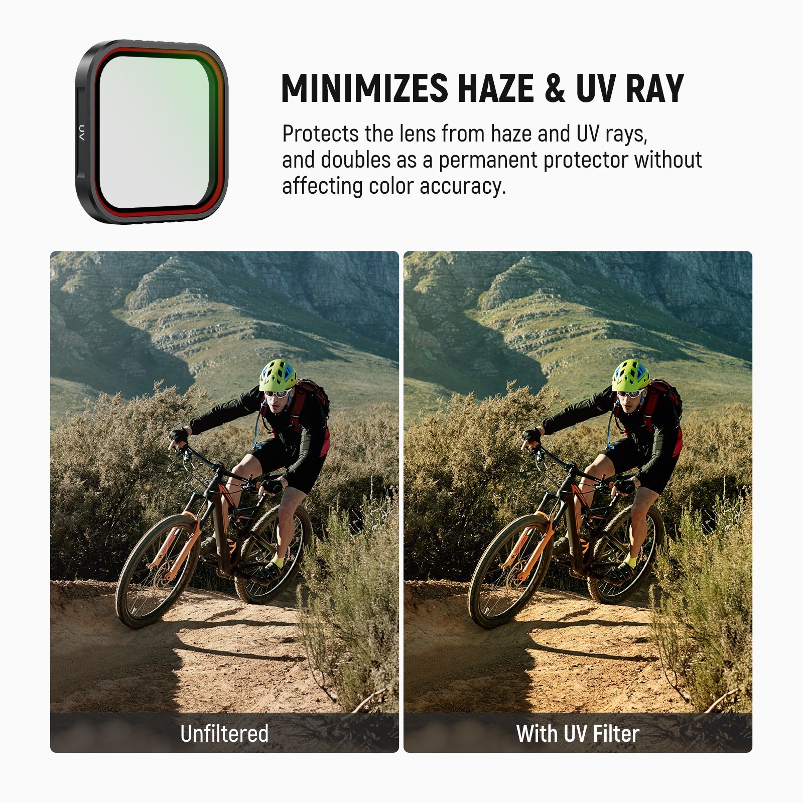 NEEWER UV Filter for Insta360 Ace Pro/Ace Pro 2 can effectively eliminates haze and block UV rays