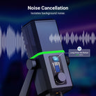 Press once to mute/unmute (red indicator) the condenser microphone.