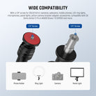 Besides 1/4" threads, the DS024 desktop stand includes a phone holder with a cold shoe.