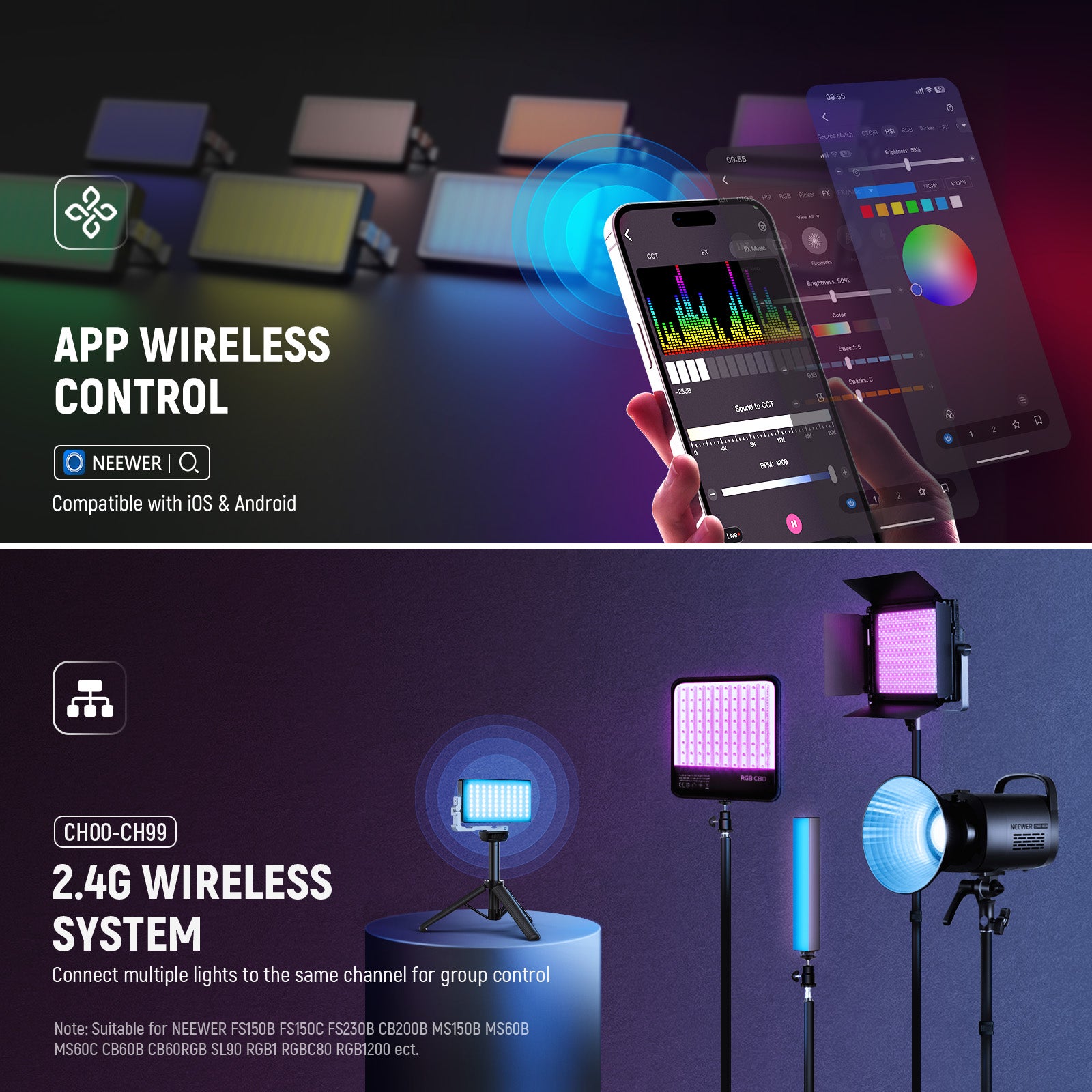 NEEWER SL90 Aluminum Alloy RGB Panel Video Light - NEEWER