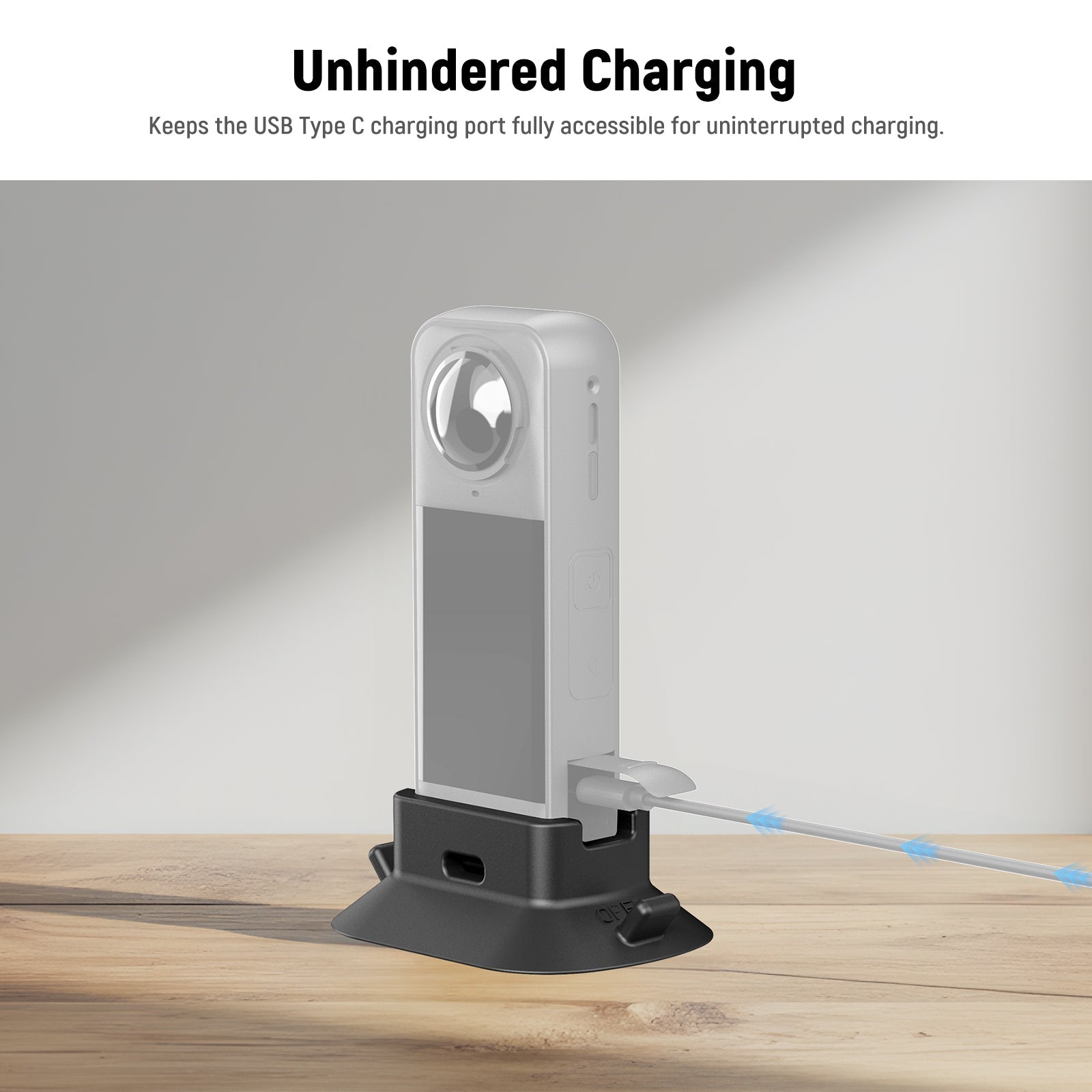 NEEWER AC036 Desktop Silicone Stand Base keeps the USB Type C charging port fully accessible for uninterrupted charging