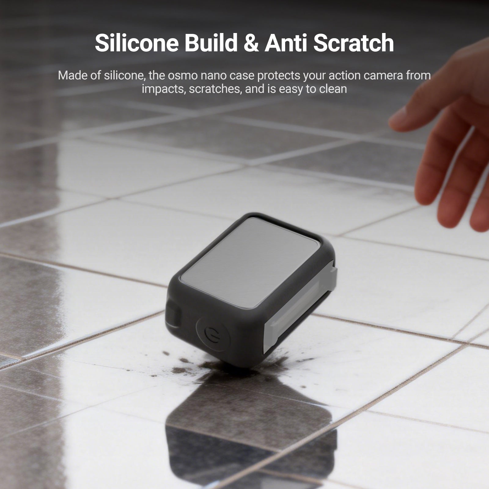 A DJI Osmo Nano fitted with a NEEWER AC059 Silicone Protective Case fell to the ground and didn't sustain a single scratch.